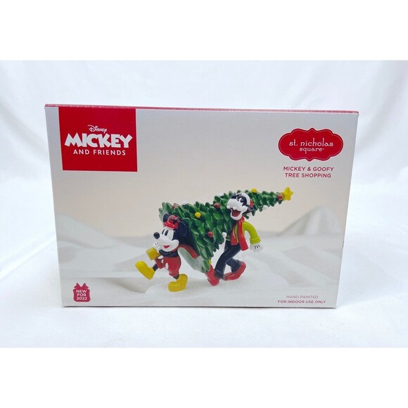 St Nicholas Square Disney Mickey Mouse Goofy Tree Shopping Christmas Village - Picture 1 of 5